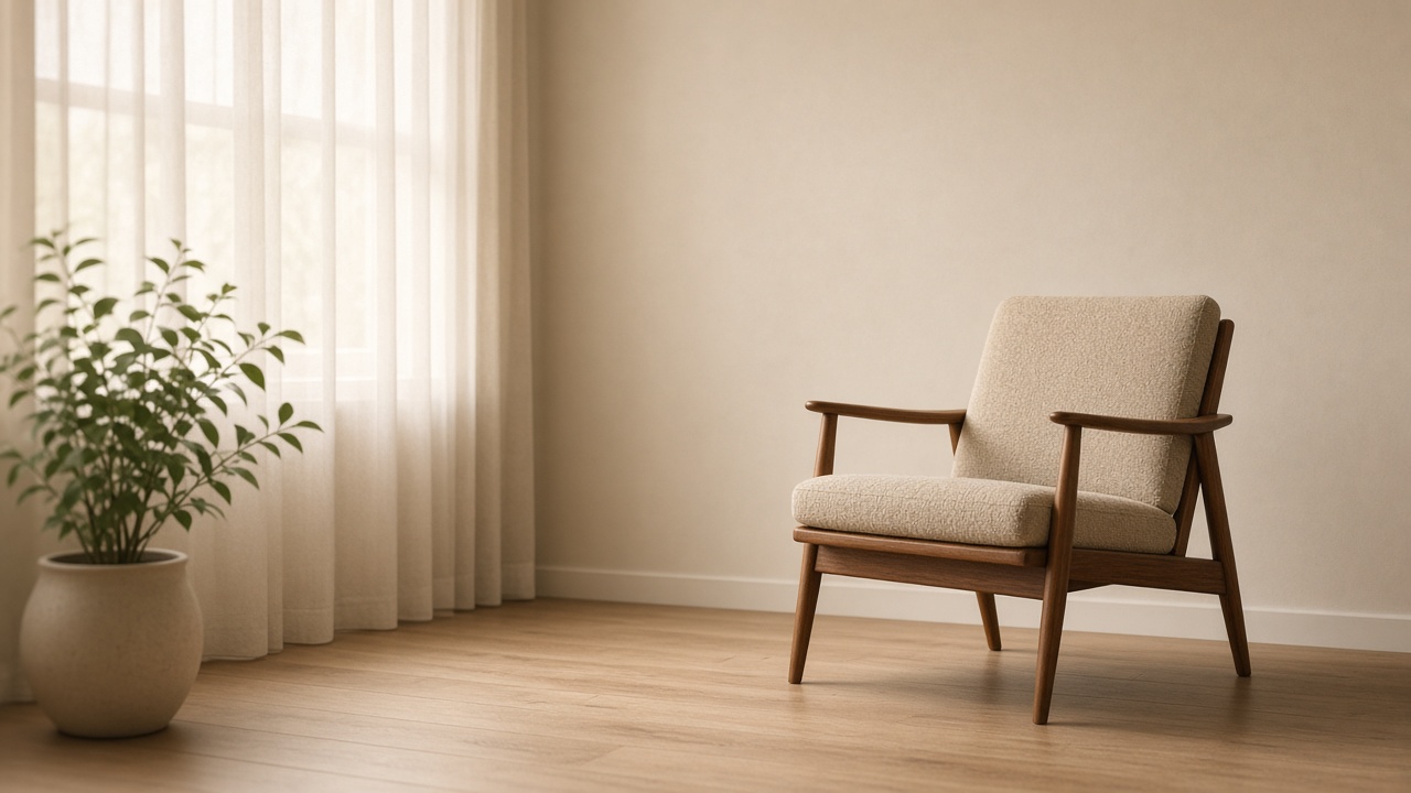 An empty chair beside a bright window, waiting
